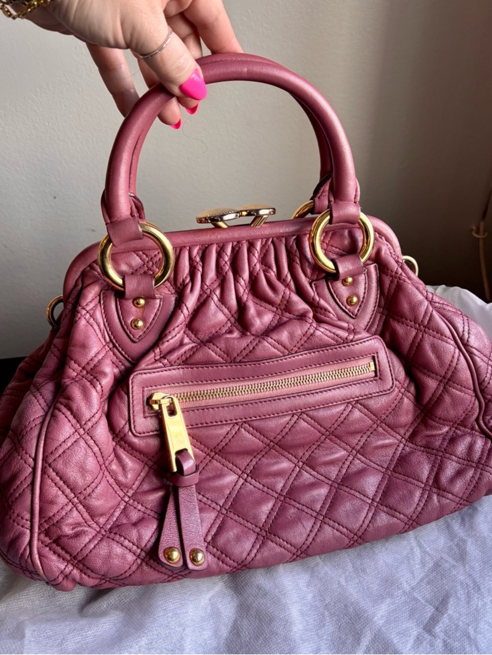 Marc Jacobs Stam Quilted Pink Leather Bag Handbag Purse